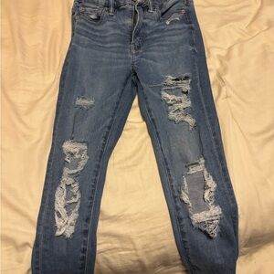 American Eagle Outfitters Ripped Blue Boyfriend Jeans